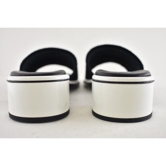 Chanel 24C Black White CHA NEL Letter Logo Mule Slide Block Heel Sandal 38 - Picture 14 of 15